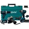makota Kit Makota 3 In 1 Trapano Avvitatore + Flex Smerigliatrice Svitabulloni Impulsi