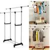 TrAdE Shop Traesio STAND APPENDIABITI REGOLABILE TELESCOPICO CON RUOTE ORGANIZER ABITI DOPPIO
