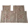 Viterboshop Tris Centrini Misto Lino Beige con Ricamo Gigliuzzo e Merletto Uncinetto Decora