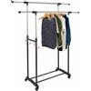 TrAdE Shop Traesio STAND APPENDIABITI DA TERRA DOPPIO CON RUOTE ASTE TELESCOPICHE REGOLABILE ABITI