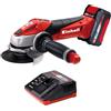 Einhell Smerigliatrice Angolare Einhell TE-AG 18/115 Li 18V 4Ah a Batteria con Accessori