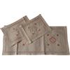 Viterboshop Tris Centrini Misto Lino Beige con Ricamo Gigliuzzo e Merletto Uncinetto Decora