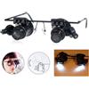 TrAdE Shop Traesio OCCHIALI LENTE INGRANDIMENTO 20 X DI PRECISIONE OCULARI 4 LENTI LUCI LED 9892A