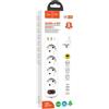Hoco Prolunga 1.8 Metri Multipla 4 Schuko + 2 Usb 18w +1 Usbc 20w Carica White