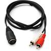 SYSTEM-S System S Cavo RCA 2 RCA 150 cm femmina a DIN 5 poli adattatore stereo nero
