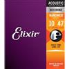 Elixir 11152 Nanoweb Light 010/047 Muta 12 Corde per Chitarra Acustica 80/20 ...