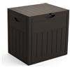 VOUNOT® Baule da Esterno 126L con Coperchio e Maniglie Incassate, Cassapanca da Giardino Impermeabile e Resistente ai Raggi UV 56x43x53 cm, per Terrazza, Balcone e Piscina, Effetto Legno, Marrone