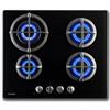 PremierTech Piano Cottura Gas 4 Fuochi 60cm Vetro Nero da Incasso PC4G60V