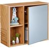 Relaxdays Mobiletto Pensile da Bagno Scomparti Aperti Anta a Specchio Armadietto