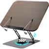 Zouway Supporto per libri da lettura leggio regolabile in legno leggio girevole a 360°