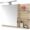 FreshYou Mobiletto a specchio 60x50 sonoma per il bagno con mensole specchio da