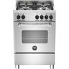 Bertazzoni Cucina a Gas 4 Fuochi Forno Elettrico Ventilato 60x60 Classe A Inox