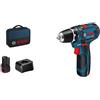 Bosch Trapano a Batteria 12V con Luce e Custodia - Nero, Blu, Rosso