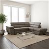 DecHome Divano Angolare 4 Posti Letto Estraibile 260x200x91 cm Grigio - Fiona