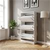 DecHome Scarpiera Salvaspazio Slim 3 Ante a Ribalta 63x24x115 cm Bianco Manolo