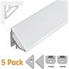 Brollux Profilo angolare a LED V24, set da 5 x 100 cm, profilo in alluminio a 45 gradi p