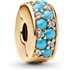 PANDORA Charm Clip Schmuck Blu Acquamarina Oro 763902C01