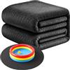 Relaxdays Tappetino per Piscina, Ø 4 m, Feltro, Protezione Fondo, Antiscivolo, tagliabile, Resistente, Nero
