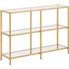 Tavolo Consolle in Vetro a 3 Livelli 100 x 30 x 72,9 cm con Gambe in Ferro