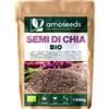 Amoseeds Semi di Chia Bio 1KG Proteine Salute Cardiovascolare 100% Biologici Senza
