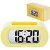 Fisura - Sveglia digitale gialla, orologio con display LED, formato 12/24 ore con retroilluminazione, sveglia da comodino a batterie, funziona con 3 AAA non incluse