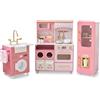 Teamson Kids Little Chef Savannah - Set da cucina in legno, 3 pezzi, modulare, con macchina per il ghiaccio, tostapane pop-up, lavatrice, bidoni per riciclaggio e 21 accessori inclusi