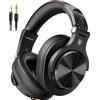 OneOdio A70 Cuffie Bluetooth Over Ear, Cuffie Con filo Cuffie Wireless Cuffie Over Ear con Microfono Stereo Hi-Fi, 72 Ore di Riproduzione, Jack 3,5 e 6,35 mm, Pieghevole, per DJ, Chitarra, PC, Nero