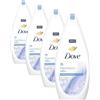 Dove Docciaschiuma Talco, Formula con Idratante Dermo-Naturale, con 1/4 di Crema Idratante, Dermatologicamente Testato, Bagnoschiuma Uomo e Donna, 100% Bottiglia Riciclata* 750 ml (Confezione da 4)