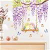Adesivo murale autopasta glicine fiore uccellino PVC decalcomania per arredament