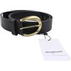 Desigual Big Studs Cintura Donna 95 CM Nera Pelle Sintetica Oro Fibbia