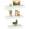 Relaxdays Mensole da Muro, Set da 3 Ripiani Sospesi, Tre Misure, Scaffale MDF, Libreria Parete, Design Moderno, Bianco