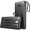 VEEKTOMX POWER BANK Power Bank 20000mAh Batteria Esterna con Cavi Integrati Caricatore Portatile