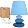 Urban Lifestyle Lampada da Comodino Lina(Blu) Lampada da Tavolo in Ceramica con