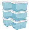 Cetomo 55L*6 Scatole di Stoccaggio con Coperchi, Contenitori in Plastica con Ruo