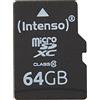 Intenso Scheda di memoria MicroSDXC da 64 GB Class 10 (con Adattatore SD) Nero