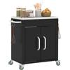 HOMCOM Carrello da Cucina con Armadietto e 6 Ganci in Acciaio Inox Nero
