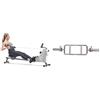 Sunny Health & Fitness Compact Folding Magnetic Rowing Machine w/ 109 CM Slide Rail, 130 KG Max + 86 cm Olympic Triceps Bar with Ring Collars, Olympic Weight for Weightlifting and Bodybuilding