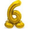 Folat 64706 Palloncino di alluminio con Base Numero Figura 6 Oro 86 cm - decorazione palloncino di elio per compleanno, anniversario