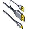 Per Cavo da DP a USB-C 2m per Display Esterno Portatile e per Cuffie VR