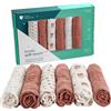 Does not apply Mussole Neonato Cotone 100% - 6 Pz 30X30Cm - Idea Regalo Neonati - Rosso Terra