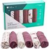 Does not apply Mussole Neonato Cotone 100% - 6 Pz 30X30Cm - Ideale Come Regalo Neonati Viola