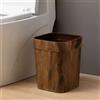 Pattumiera quadrata in plastica 14 L design bordo venatura legno per camera da l