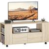 HOMCOM Mobile Porta TV da 42" con Ruote e Freno, Ripiani e Cassetti Legno
