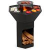 Barbecook barbecue a legna braciere da tavolo Nestor Original bbq grill con griglia rialzata, nero, 92x92x101cm