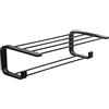 Gedy Outline Mensola bagno portasciugamani doppia, Misure e peso prodotto: 14X50X26 CM & 2,065 KG, Mensola da muro in ottone, Cromall®, Finiture nere, Design Simone Micheli, 15 anni di garanzia