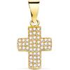 Pendente In Oro 18K 750 Mls. Croce Con Zirconi 14,5 X 9,5 MM.