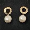 MR Orecchini In Oro 18K 750 Mls. Cerchio Irregolare Di Zirconia E Perla 9 MM.