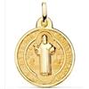 FMF Pendente Oro 18K 750 Mls. Medaglia 20 Mm San Benedetto Monaco Con Croce