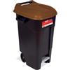Tayg Bidone rifiuti 120 litri con pedale, base nera e coperchio marrone (o3z)