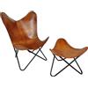 PARRYS LEATHER WORLD Mano Marroncino Pelle Farfalla Sedia Con Poggiapiedi Pieghevole Relax Poltrona